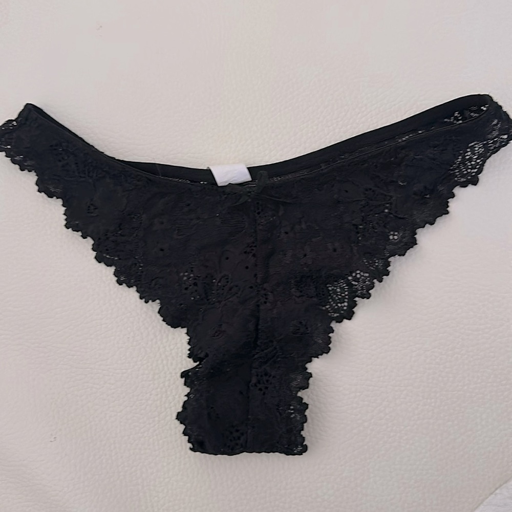 Sexy black lace Brazilian panty, sz small